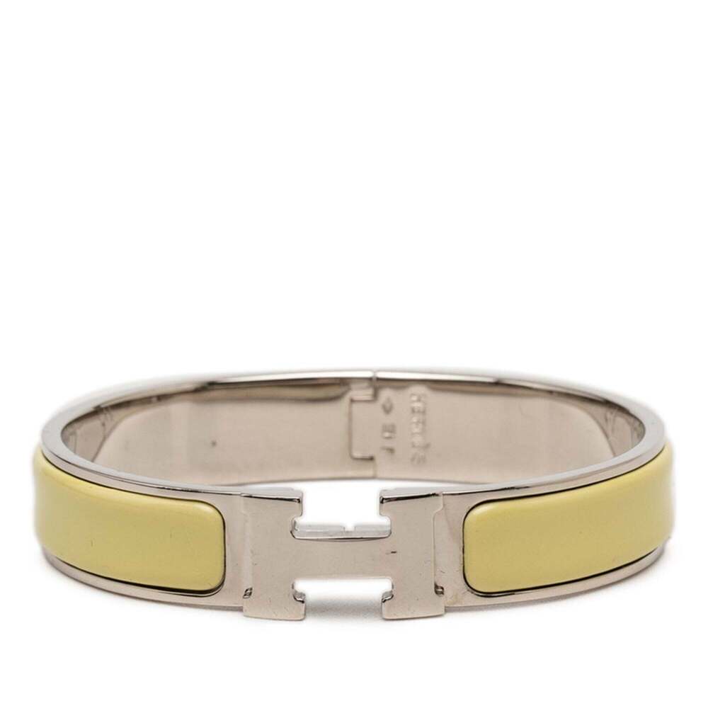 Hermes Clic Clac H PM Bracelet, Silver and Yellow Metal Enamel, Women's.